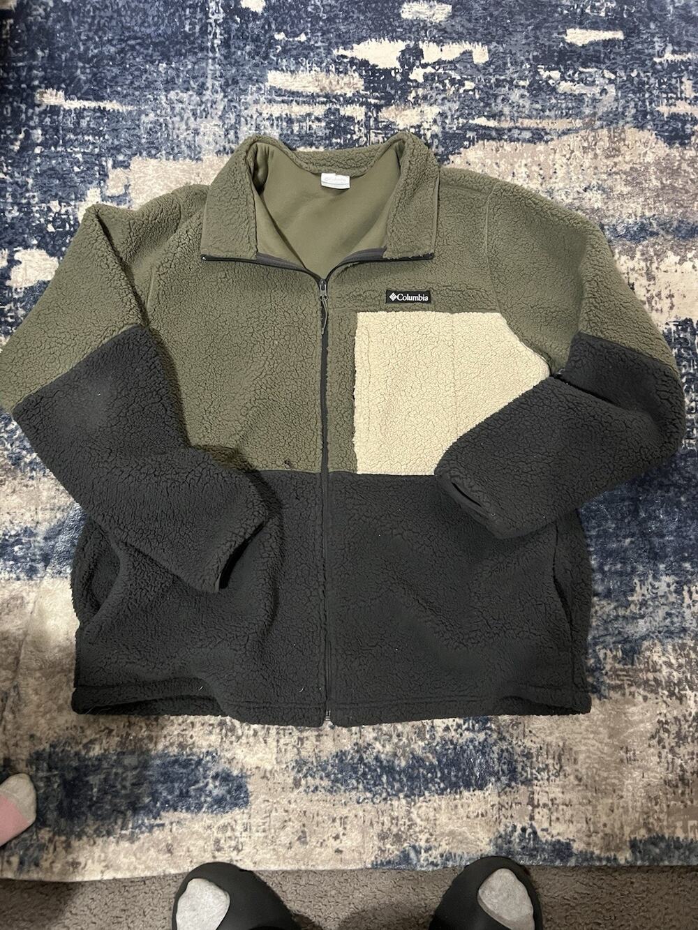 Size XL -Columbia Mountainside Fleece Jacket Olive Green Sail Charcoal Grey